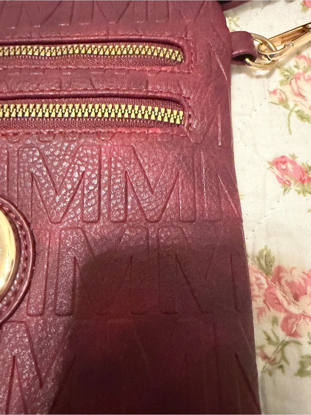 NWOT Burgundy Crossbody Bag with Gold Hardware.